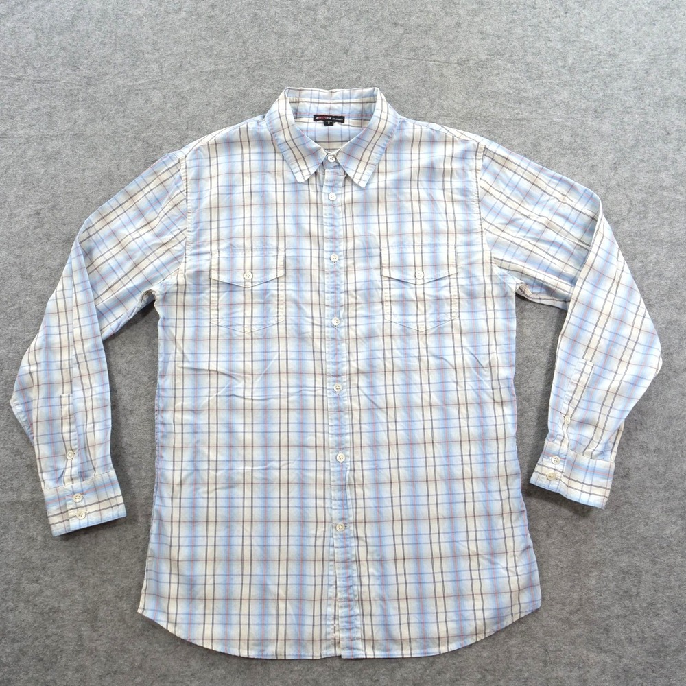 James Perse Shirt Mens Medium Blue Button Up Plaid Long Sleeve Casual